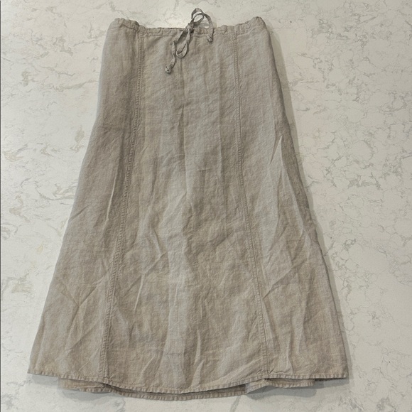 J. Jill Dresses & Skirts - Vintage J. Jill Size M 100% Linen Skirt Beige Pull On Midi Lagenlook Boho